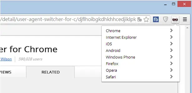 User-Agent Switcher for Chrome 將 Chrome  偽裝成不同的網頁瀏覽器 - Chrome 瀏覽器擴充功能