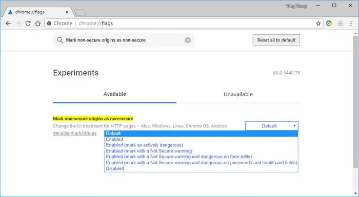 如何更改 Chrome 瀏覽器在網址列對不安全的 HTTP 網頁顯示方式？