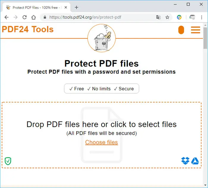 Protect PDF files 設置 PDF 檔案內容複製、列印、開啟密碼等安全性限制免費線上工具