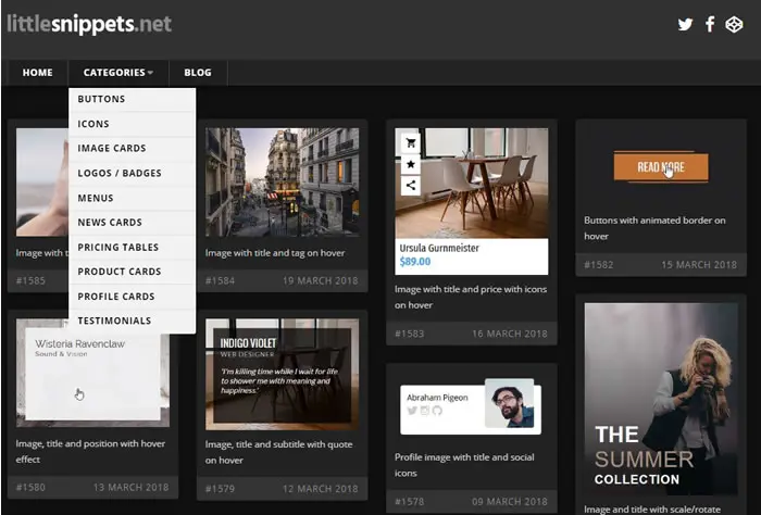 littlesnippets.net 免費取得 CSS、JavaScript 動畫效果程式碼