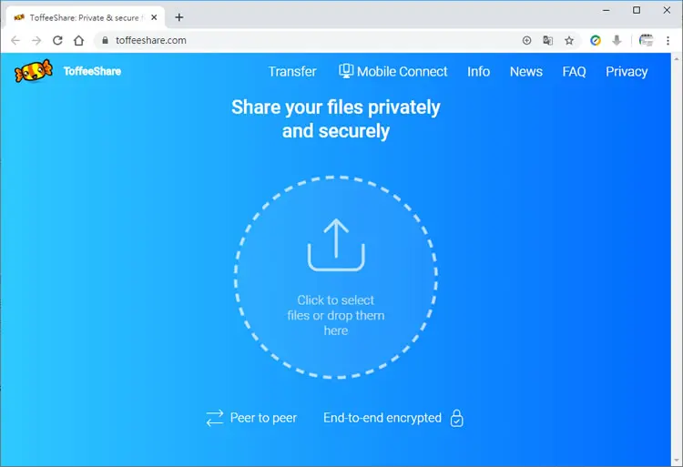 ToffeeShare 用瀏覽器就可以傳送大小無限制的檔案