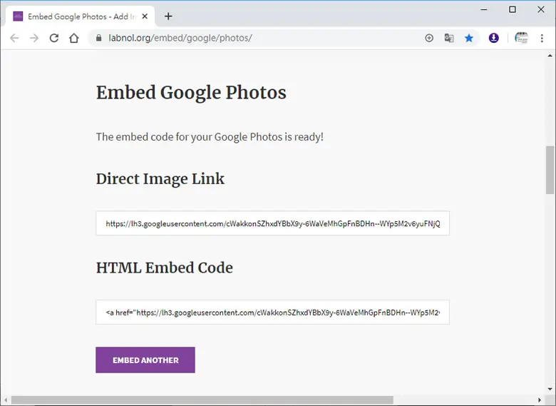 如何將「Google 相簿」內的相片嵌入網頁中？