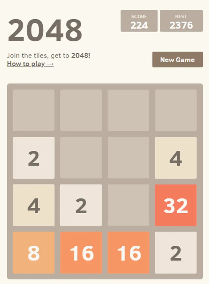2048 數字相加益智遊戲