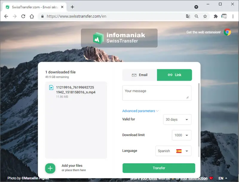 SwissTransfer 線上就可傳送 50GB以內的檔案