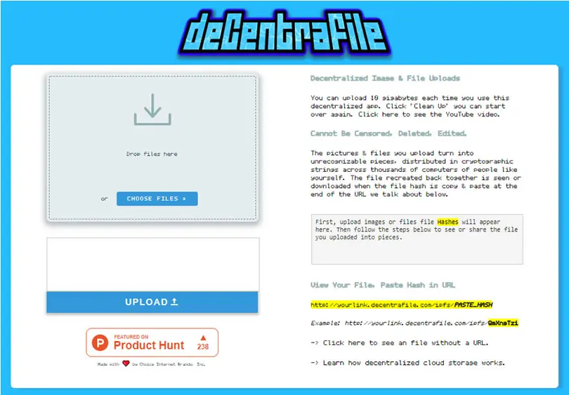 Decentrafile 去中心化且可匿名的雲端儲存空間