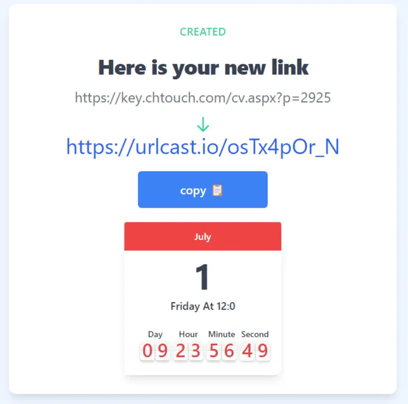 Urlcast.io 建立有時間倒數才要公開發布的網址