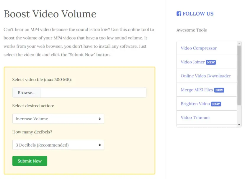 Boost Video Volume 線上調整增加或減小影片音量