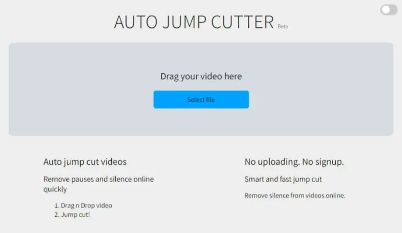 AUTO JUMP CUTTER 影片粗剪線上工具 快速移除影片中沒有聲音的片段