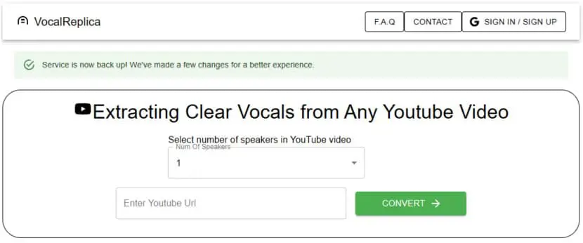 VocalReplica 從任何 YouTube 影片中提取人聲的免費工具