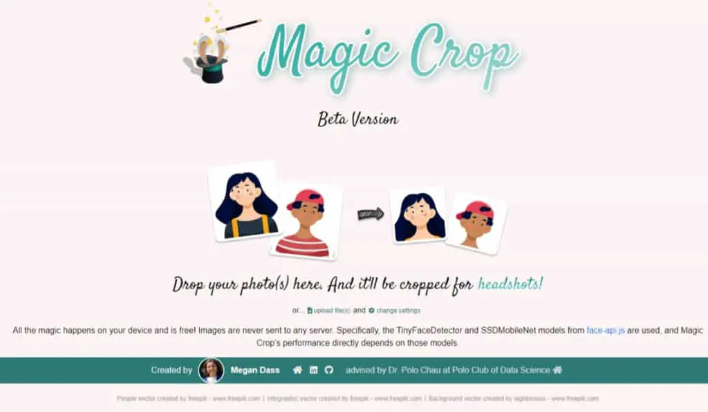 Magic Crop 大頭照製作工具，免費由 AI 自動識別並裁切出圖像中的人臉