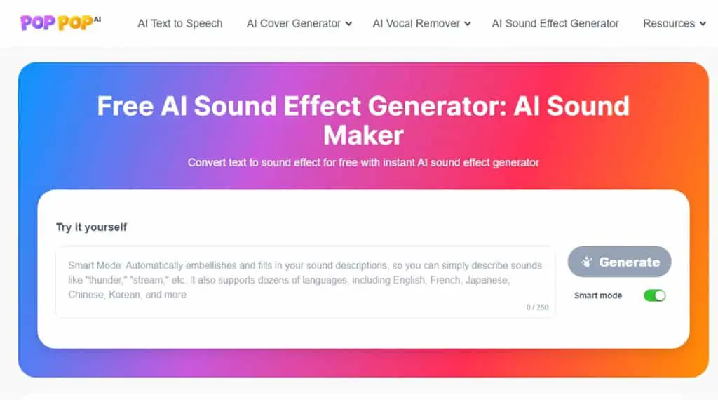PopPop AI Sound Maker：線上 AI 音效產生器，免費將文字描述轉換為音效