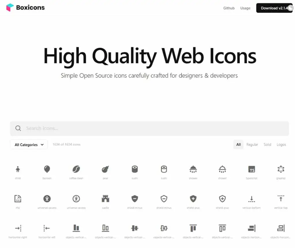 Boxicons：免費MIT授權圖示庫，提供1600+可商用圖標