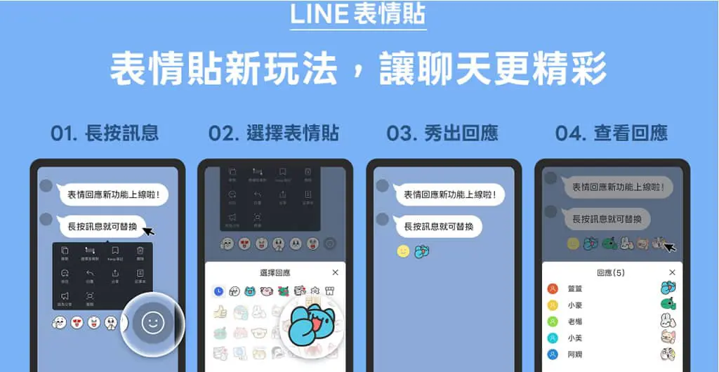 如何用 LINE 表情回應功能？支援貼圖自選，聊天更生動有趣