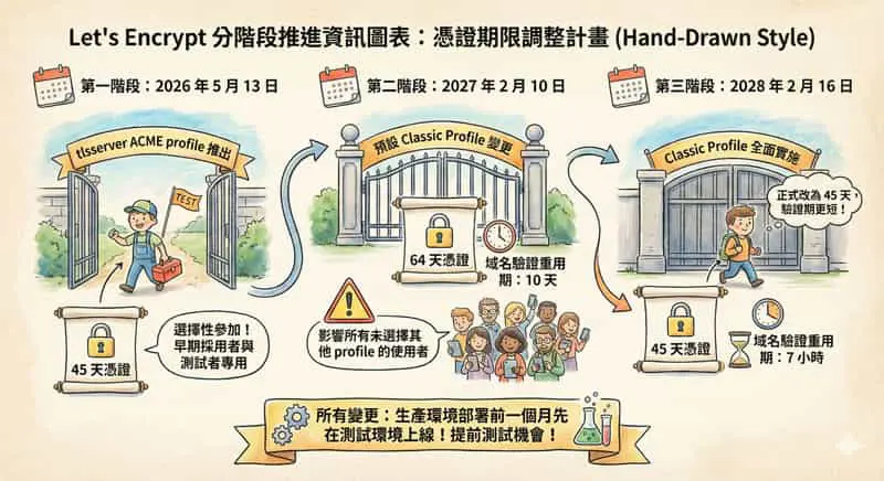 注意！Let's Encrypt 憑證期限從 90 天減半至 45 天，因應方法看這裡
