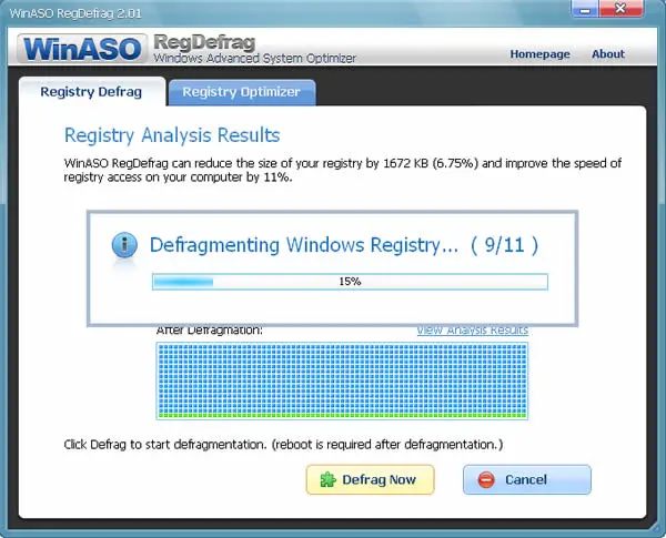 WinASO RegDefrag 壓縮與整理 Windows 註冊表，取得最佳化並提高電腦效能