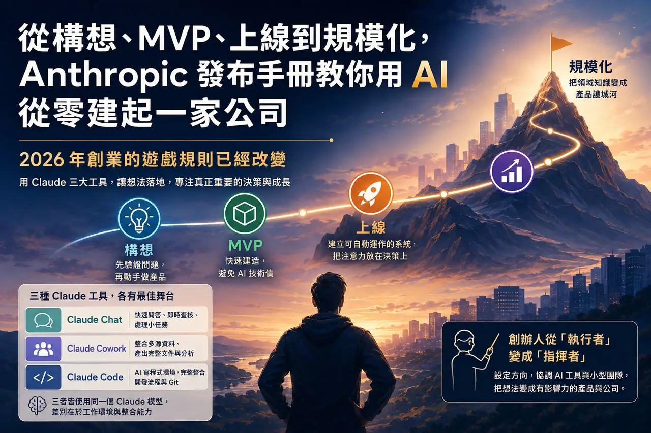 從構想、MVP、上線到規模化，Anthropic 發布手冊教你用 AI 從零建起一家公司