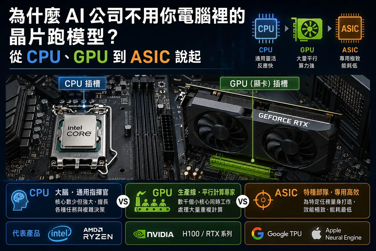 CPU 不夠用才裝 GPU，那 ASIC 又是什麼？三大晶片一次說清楚
