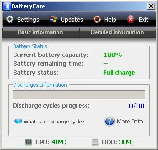 BatteryCare 監測筆記型電腦電池並顯示 CPU 及 硬碟溫度