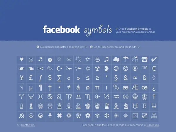 Facebook Symbols 方便又實用的特殊符號表