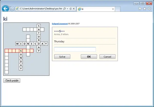 EclipseCrossword 英文填字遊戲產生器