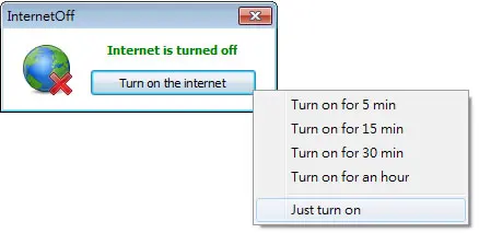 InternetOff 關閉電腦上網功能，並在規定的時間內恢復