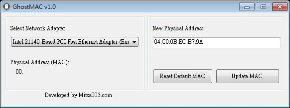 GhostMAC 更改 MAC 位址