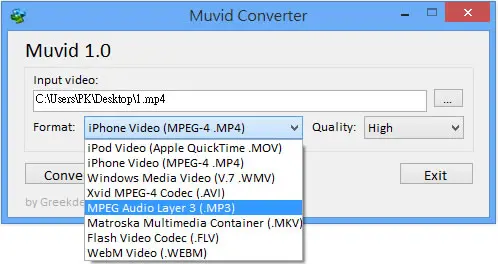 Muvid Video Converter 從影片中擷取聲音轉存成MP3音樂檔(免安裝)